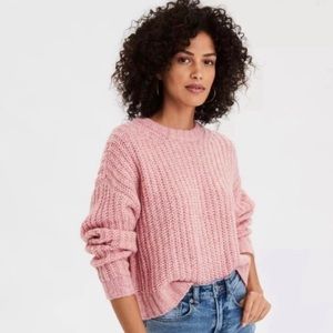 American Eagles knit pink basic sweater cute comfy fabric like newwardrobestaple